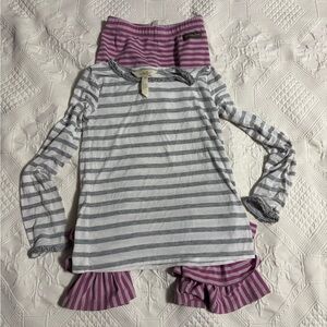 Matilda Jane Gray and Purple Striped Set